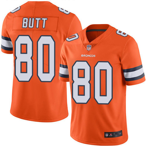Men Denver Broncos #80 Jake Butt Limited Orange Rush Vapor Untouchable Football NFL Jersey->denver broncos->NFL Jersey